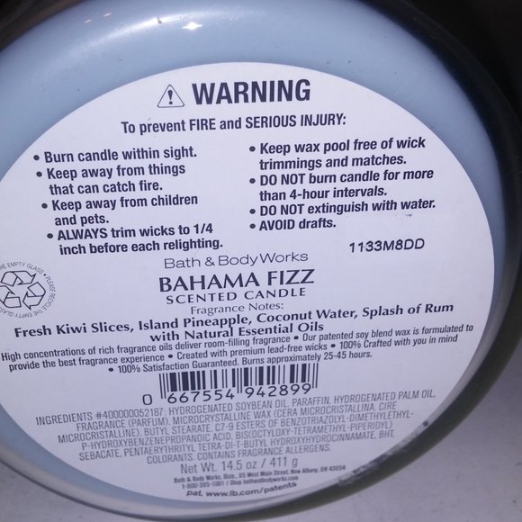 Set of 3 Bath &‎ Body Works Scented Candle 3 Wick Bahama Fizz - Picture 7 of 7